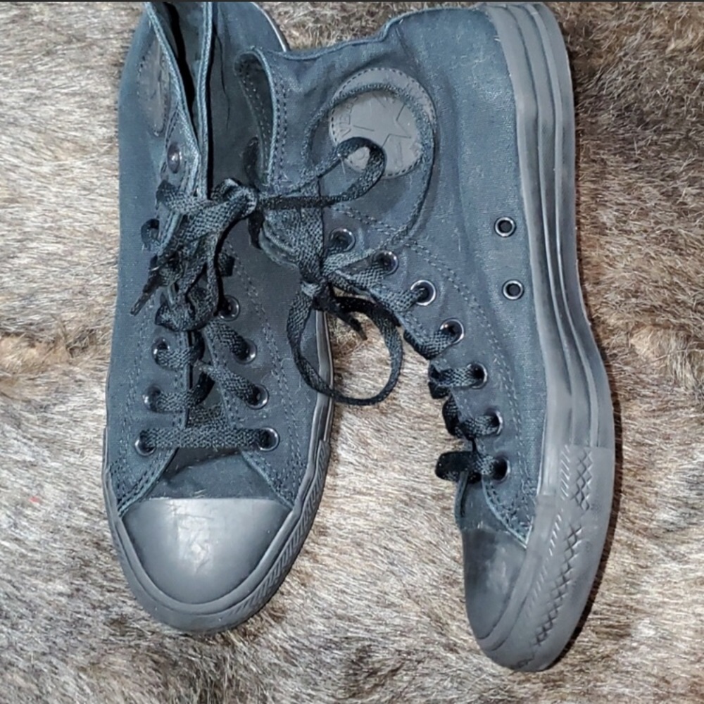Black on black high top Converse